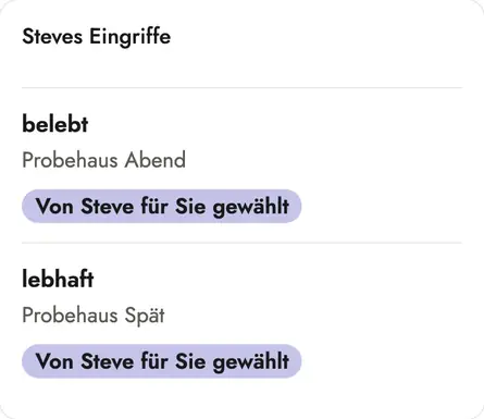 Bildschirmfoto aus dem Cockpit: Steves Eingriffe je Stimmung